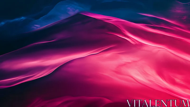 Neon magenta waveforms form fluid gradient surfaces under cyan light