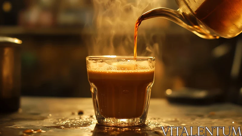 Golden Pour: Capturing Coffee's Warmest Moment.