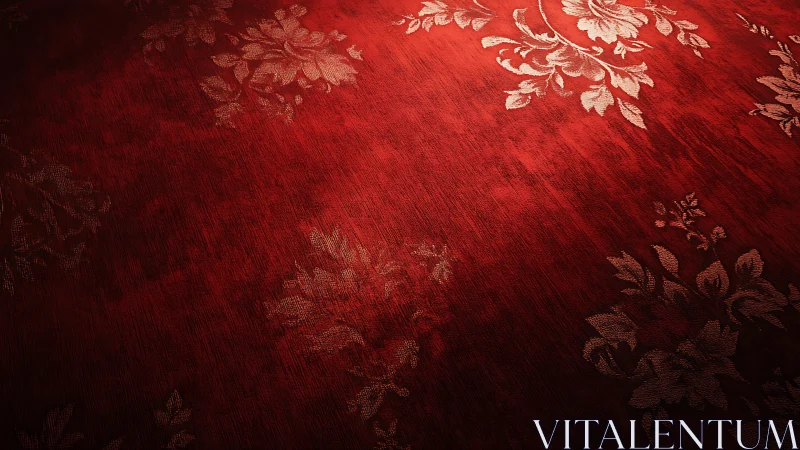 Rich red floral wallpaper glows with gentle vintage charm