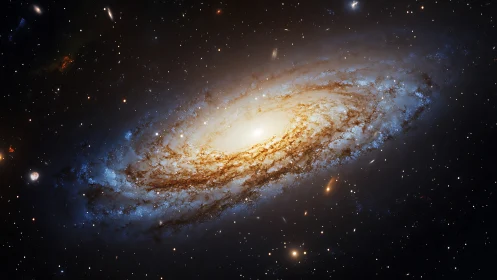 Spiral galaxy structure in photorealistic deep-space rendering.