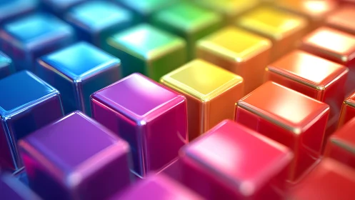 Vibrant 3D Colorful Cubes in Abstract Digital Art Style.