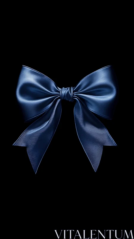 Midnight blue satin bow glowing on deep black.