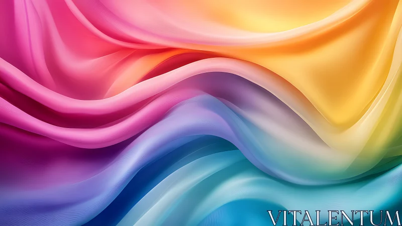 Layered rainbow fabric waves in smooth abstract motion.