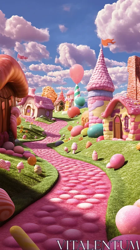 Candy Kingdom Fantasy Landscape: Pastel-Rendered Whimsical Architecture Environment