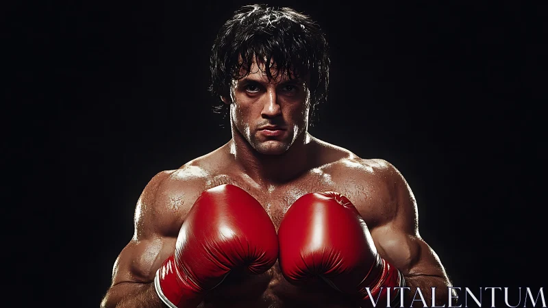 Crowned in Crimson: The Boxer's Determined Moment.