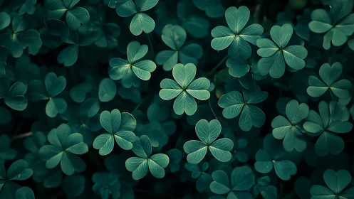 Moody green clover leaves form dense overlapping ground cover