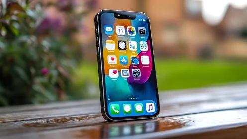 Modern iPhone Displaying Vibrant iOS Customization in Outdoor Sunlight.