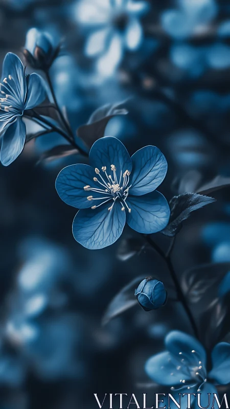 Delicate Blue Flowers in Peaceful Bloom.