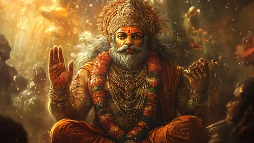 Radiant sage in golden light offering quiet blessings.