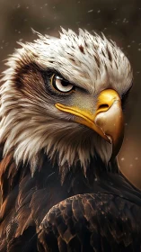 Hyperrealistic bald eagle portrait with intense raptor gaze