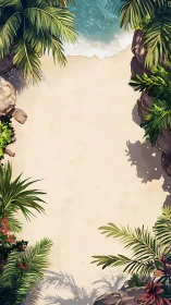 Tropical Beach Aerial View with Palm Trees.