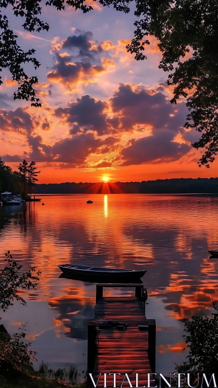 Low-angle lake sunset captures vivid cloud reflections