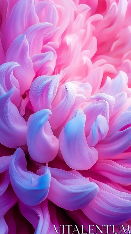 Vibrant pink and blue petals flow in soft abstract motion