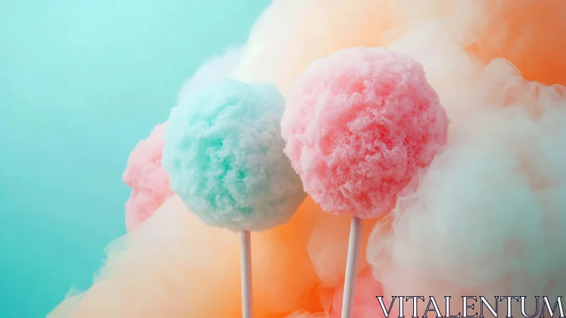 Cotton Candy Dreamscape: Pastel Sugar Spheres Afloat.