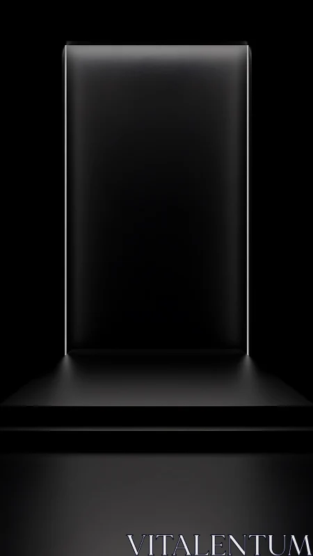 Minimal black product pedestal with soft edge lighting.
