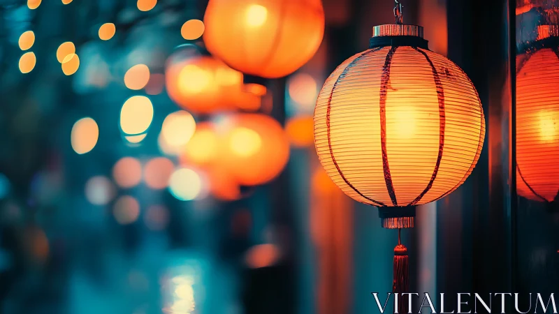 Warm lantern bokeh isolates textured paper globe in shallow depth