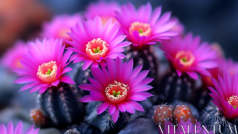 Magenta Blooms Strike: Cactus Flowers in Spiky Glory.