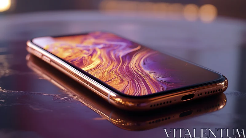 Premium smartphone with luminous abstract OLED display design.