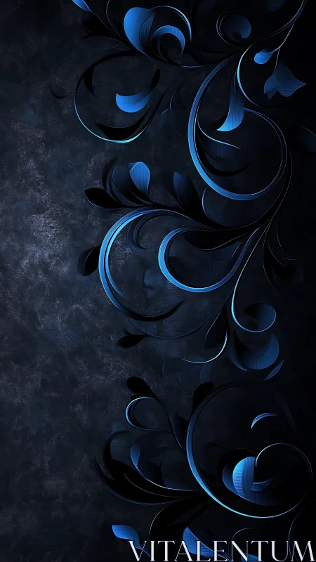 Parametric blue flourishes on textured nocturnal substrate.