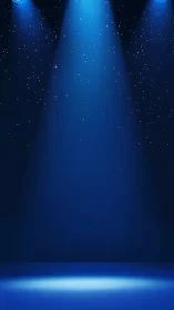 Triangular blue stage spotlights with particulate haze rendering.