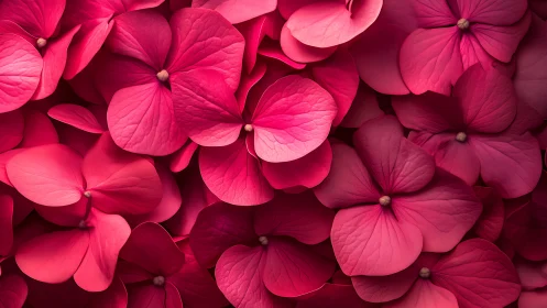 Pink Hydrangea Blooms in Dense Floral Arrangement.