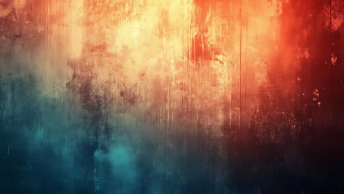 Grunge abstract textured wall with blue and orange gradient colors.