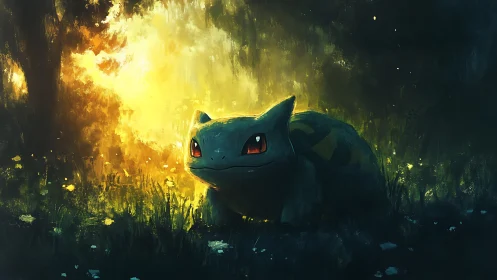 Nocturnal forest creature in backlit atmospheric glade study.