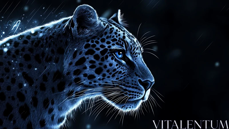 Snow Leopard Profile in Winter Storm Conditions