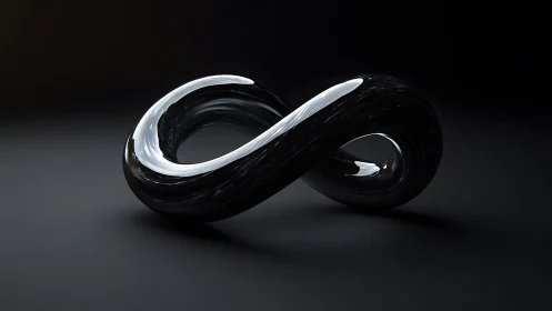 Sleek Black Infinity Symbol in Modern Digital 3D Art Style.