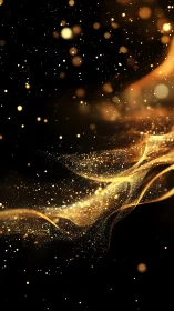 Golden stardust swirls quietly into a cosmic ribbon