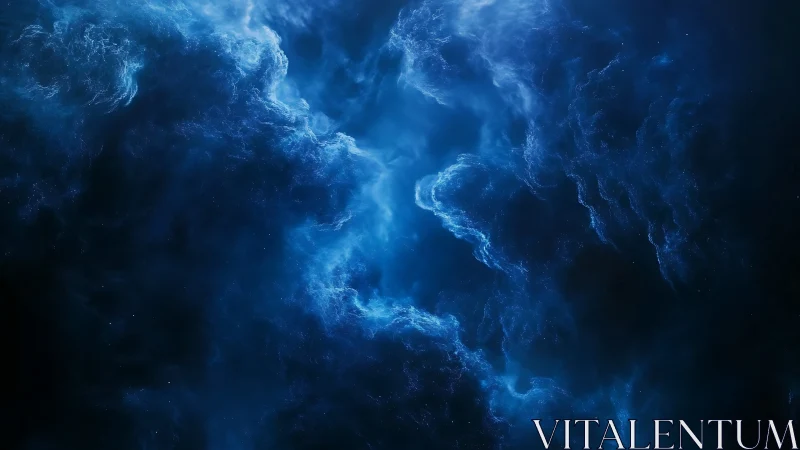 Starlit blue nebula currents swirling through cosmic dark.