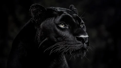 Black Panther Portrait: Chiaroscuro Study of Feline Intensity