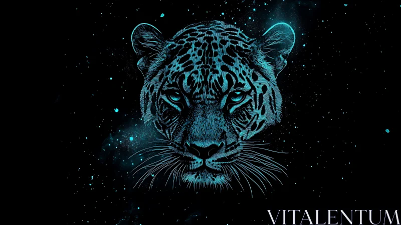 Cosmic Tiger: Neon Predator in a Starfield