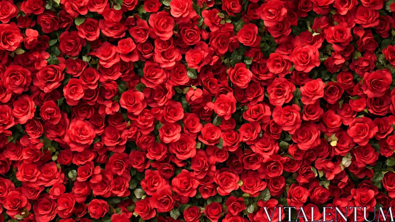 Dense Red Roses in Full Bloom