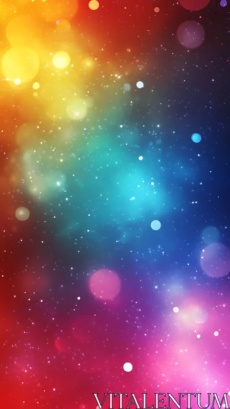 Chromatic stardust drifts through a neon-splashed cosmos