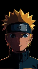 Focused blond ninja portrait with dramatic shadowed lighting.