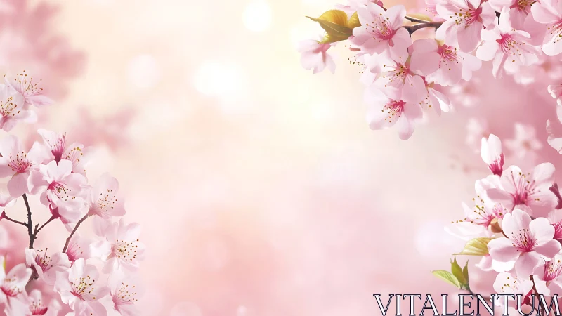 Cherry blossoms arranged symmetrically with soft pink petals