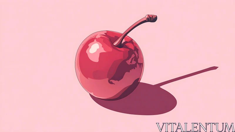 Cherry casts a long, playful shadow across candy-pink space