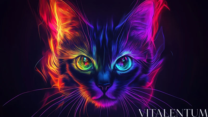 Neon Feline Oracle: Quantum Whiskers in Electric Reverie.