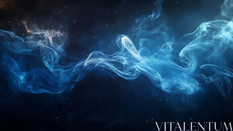 Nebula smoke stream glows across deep cosmic void.