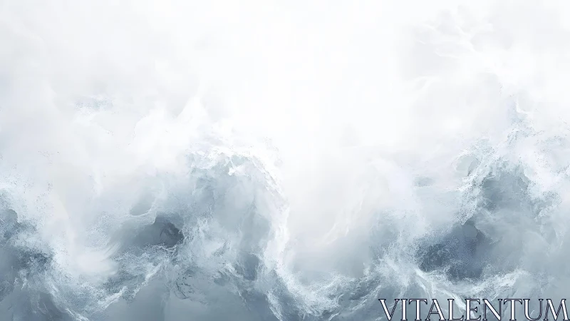 Abstract Ocean Waves in Cool Tones Digital Art Print.