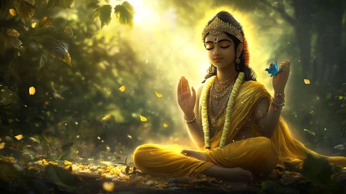 Golden forest meditation gently welcomes quiet reflection