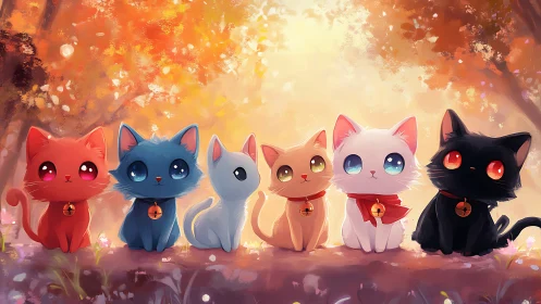 Six Dimensional Feline Characters With Luminescent Ocular Features.