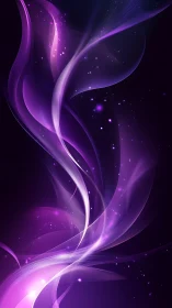 Purple light waves on dark background with glowing particles.