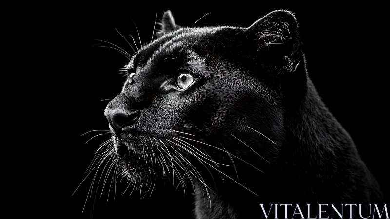 Black Panther Portrait Against Dark Background