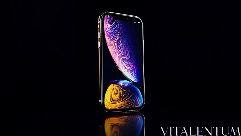 Edge-lit smartphone with AMOLED display against black void