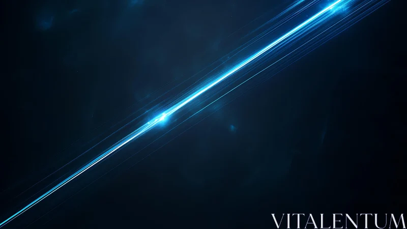 Bright Blue Light Streak on Dark Abstract Background, Futuristic Style.