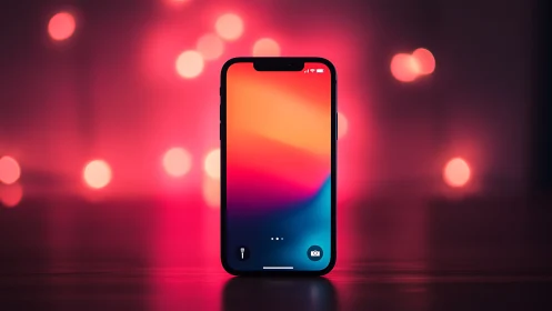 Modern Smartphone Glowing Against Vibrant Pink Neon Backdrop.