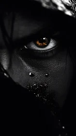 Ember in the Shadows: a lone golden eye carves the dark.