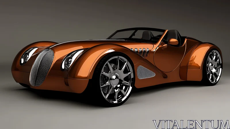 Copper retro roadster showcases streamlined curves and chrome